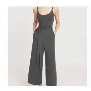 Cuyana V-Back Jumpsuit Romper Wide-Leg Grey size Large 10-12